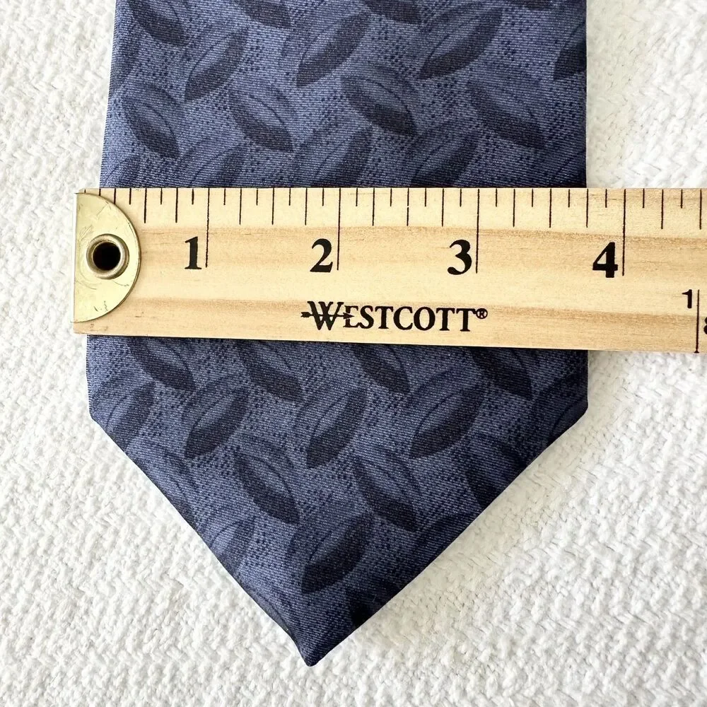 Henry Grethel Silk Necktie Blue Pattern Mens Tie Printed in Italy 4” Wide